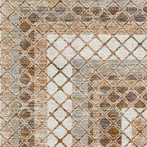 8' X 10' Chocolate Ivory And Beige Geometric Washable Area Rug With UV Protection