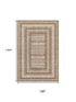 9' X 12' Chocolate Ivory And Beige Geometric Washable Area Rug With UV Protection