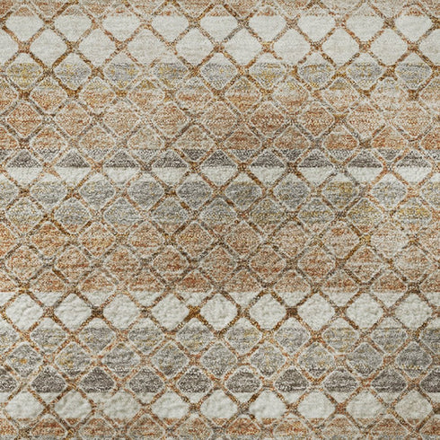 9' X 12' Chocolate Ivory And Beige Geometric Washable Area Rug With UV Protection