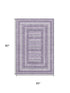 5' X 8' Lavender And Ivory Geometric Washable Area Rug With UV Protection