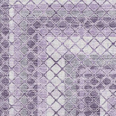 5' X 8' Lavender And Ivory Geometric Washable Area Rug With UV Protection