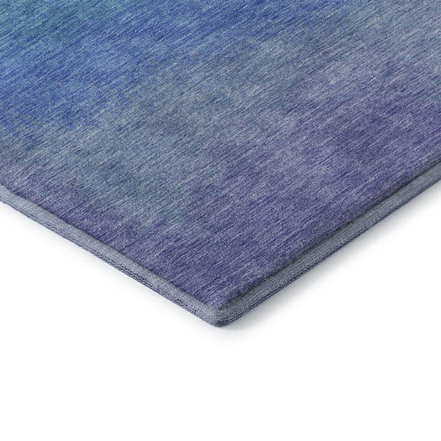 8' Aqua Orange And Copper Ombre Washable Round Rug With UV Protection