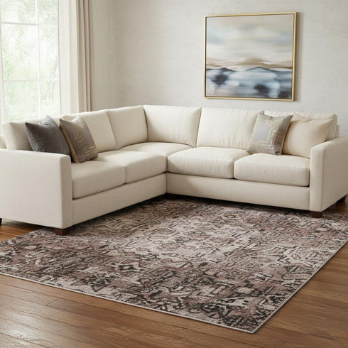 8' X 10' Black Gray And Silver Ombre Washable Area Rug With UV Protection