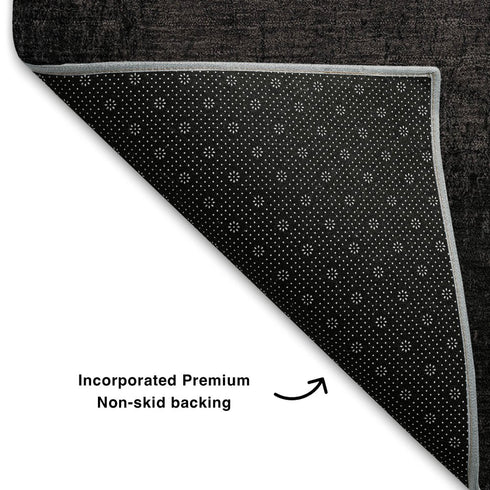 8' X 10' Black Gray And Silver Ombre Washable Area Rug With UV Protection