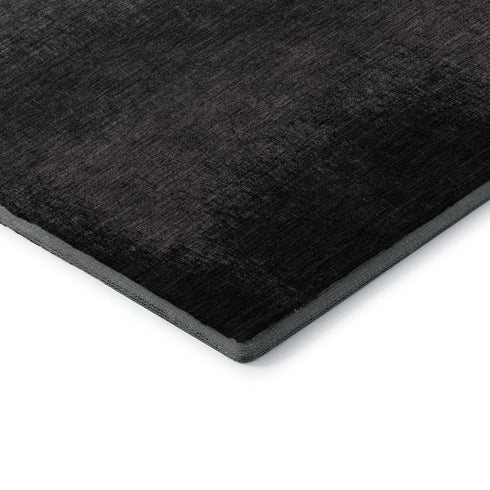 8' X 10' Black Gray And Silver Ombre Washable Area Rug With UV Protection