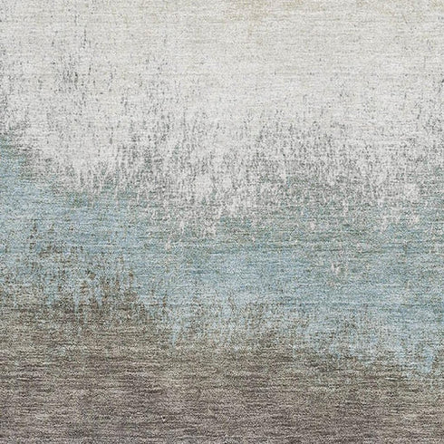 5' X 8' Brown Gray And Silver Ombre Washable Area Rug With UV Protection