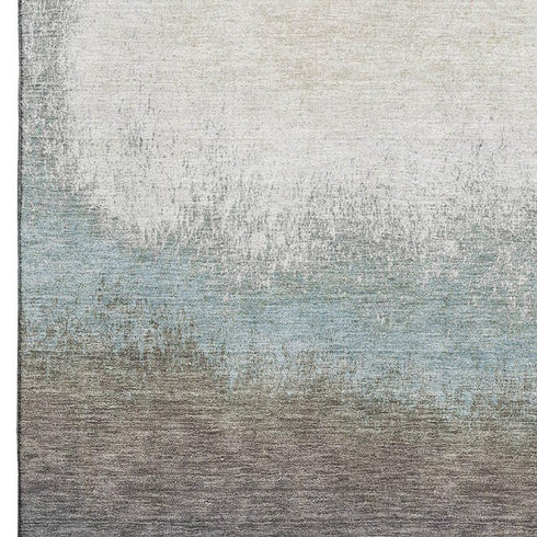 5' X 8' Brown Gray And Silver Ombre Washable Area Rug With UV Protection