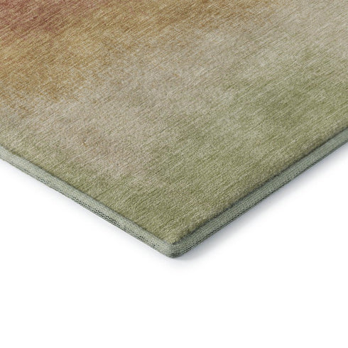 5' X 8' Coral Wheat And Blue Ombre Washable Area Rug With UV Protection