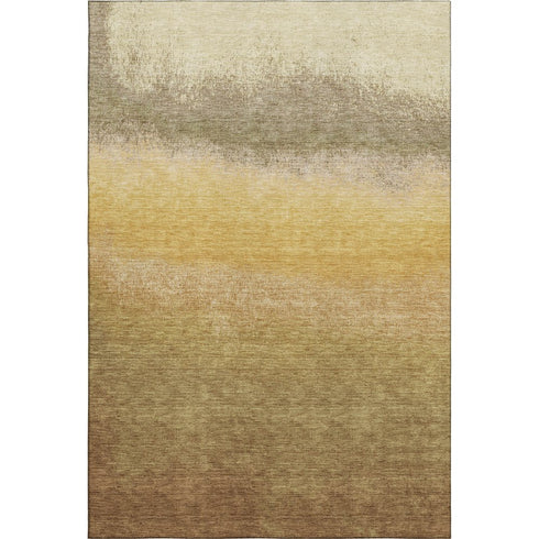5' X 8' Gold Beige And Wheat Ombre Washable Area Rug With UV Protection