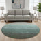 8' Pale Aqua Gray And Ivory Ombre Washable Round Rug With UV Protection