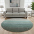 8' Pale Aqua Gray And Ivory Ombre Washable Round Rug With UV Protection
