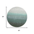 8' Pale Aqua Gray And Ivory Ombre Washable Round Rug With UV Protection