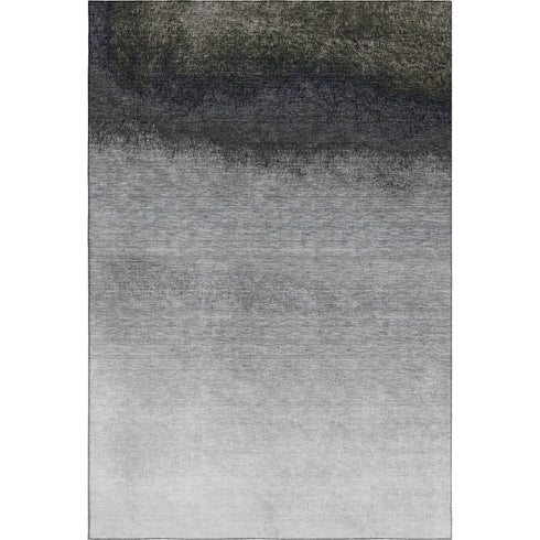 8' X 10' Silver Gray And Black Ombre Washable Area Rug With UV Protection