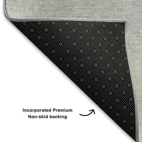 8' X 10' Silver Gray And Black Ombre Washable Area Rug With UV Protection