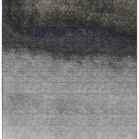 8' X 10' Silver Gray And Black Ombre Washable Area Rug With UV Protection