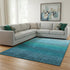 8' X 10' Teal And Sky Blue Ombre Washable Area Rug With UV Protection