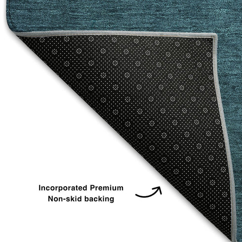 8' X 10' Teal And Sky Blue Ombre Washable Area Rug With UV Protection