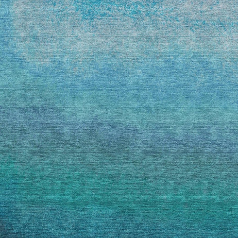 8' X 10' Teal And Sky Blue Ombre Washable Area Rug With UV Protection