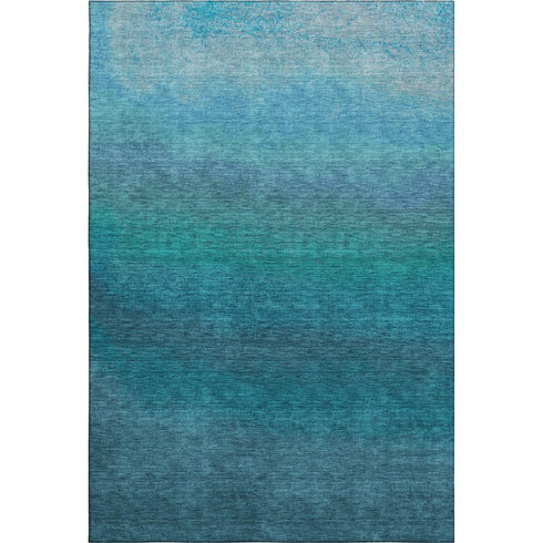 9' X 12' Teal And Sky Blue Ombre Washable Area Rug With UV Protection