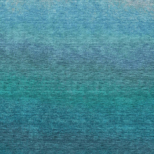 9' X 12' Teal And Sky Blue Ombre Washable Area Rug With UV Protection