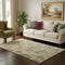 5' X 8' Gold Gray And Ivory Oriental Washable Area Rug With UV Protection