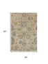 5' X 8' Gold Gray And Ivory Oriental Washable Area Rug With UV Protection
