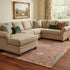 8' X 10' Orange Blue And Pink Oriental Washable Area Rug With UV Protection