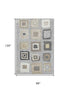 8' X 10' Gray Ivory And Beige Geometric Washable Area Rug With UV Protection