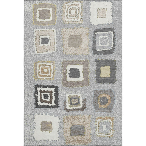 8' X 10' Gray Ivory And Beige Geometric Washable Area Rug With UV Protection