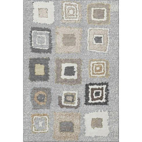 8' X 10' Gray Ivory And Beige Geometric Washable Area Rug With UV Protection