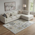 9' X 12' Gray Ivory And Beige Geometric Washable Area Rug With UV Protection