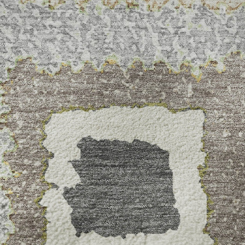 9' X 12' Gray Ivory And Beige Geometric Washable Area Rug With UV Protection