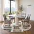 8' Ivory Gray And Brown Geometric Washable Round Rug With UV Protection