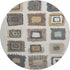 8' Ivory Gray And Brown Geometric Washable Round Rug With UV Protection