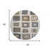 8' Ivory Gray And Brown Geometric Washable Round Rug With UV Protection