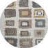8' Ivory Gray And Brown Geometric Washable Round Rug With UV Protection