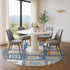 8' Navy Blue Ivory And Beige Geometric Washable Round Rug With UV Protection