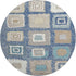 8' Navy Blue Ivory And Beige Geometric Washable Round Rug With UV Protection
