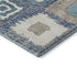 8' Navy Blue Ivory And Beige Geometric Washable Round Rug With UV Protection