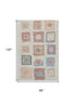 8' X 10' Peach Ivory And Blue Geometric Washable Area Rug With UV Protection