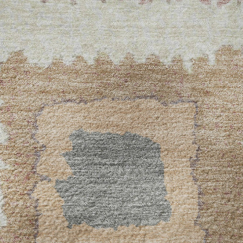 8' X 10' Peach Ivory And Blue Geometric Washable Area Rug With UV Protection