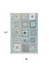 8' X 10' Teal Ivory And Beige Geometric Washable Area Rug With UV Protection
