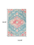 8' X 10' Blue Pink And Ivory Medallion Distressed Area Rug