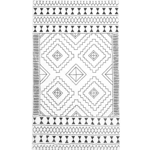 8' X 10' Black And White Moroccan Washable Area Rug