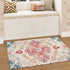 8' X 10' Ivory Pink And Blue Medallion Distressed Washable Area Rug