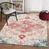 8' X 10' Ivory Pink And Blue Medallion Distressed Washable Area Rug