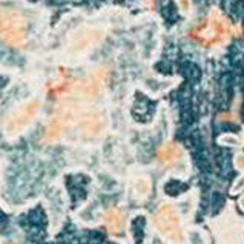 8' X 10' Ivory Pink And Blue Medallion Distressed Washable Area Rug