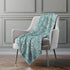 50" X 70" Blue And Ivory Damask Plush Throw Blanket