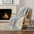 50" X 70" Gray And Ivory Damask Polyester Woven Plush Throw Blanket