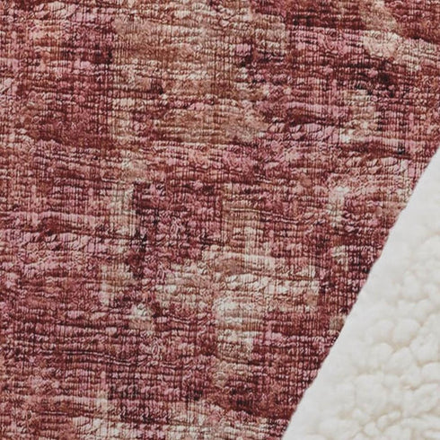 50" X 70" Red And Maroon Damask Polyester Woven Plush Throw Blanket
